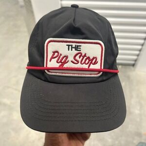 Whiskey The Pig Stop Black Nylon Rope Hat Snapback Cap Mens Adjustable O/S